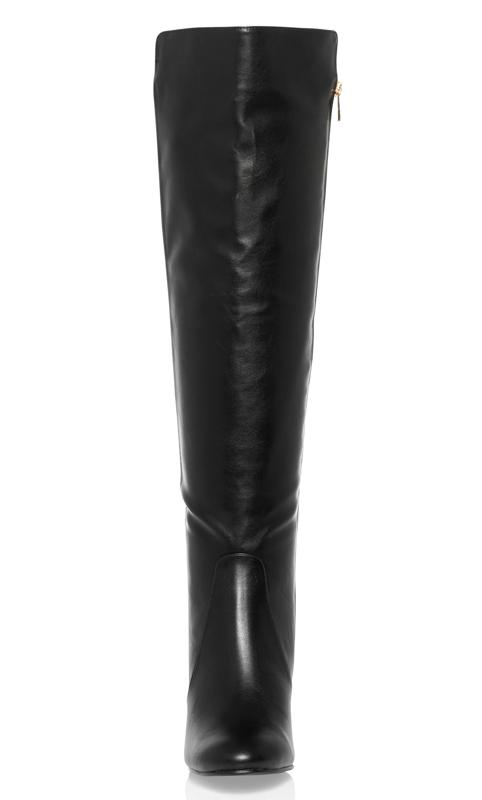 Evans Black Knee High Faux Leather Boots 4