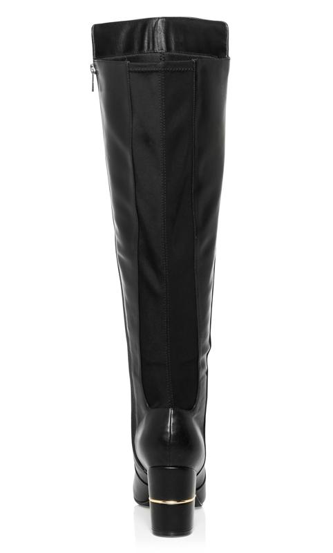 Evans Black Knee High Faux Leather Boots 5