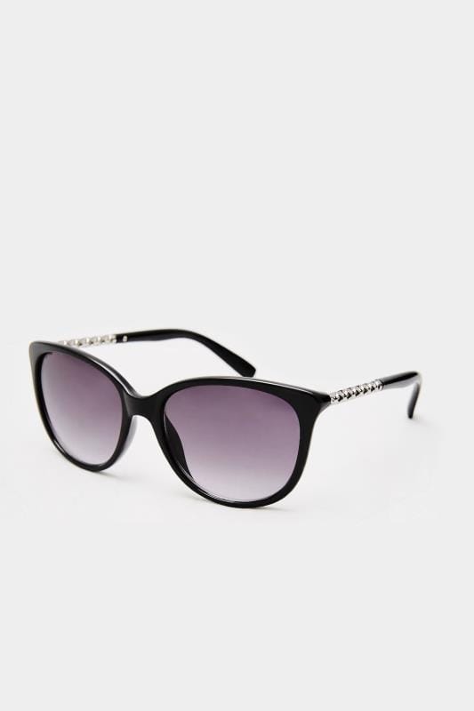 Black Cat-Eye Chain Sunglasses 2