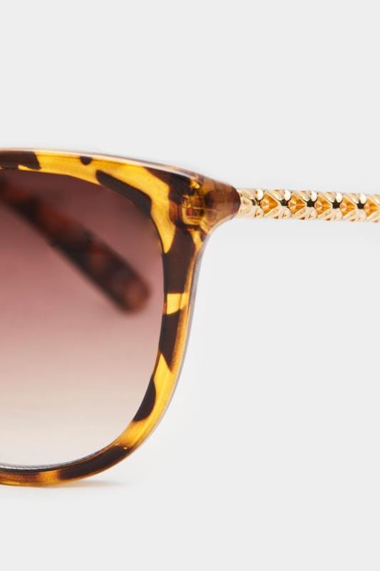 Brown Tortoiseshell Cat-Eye Chain Sunglasses | Yours Clothing 4