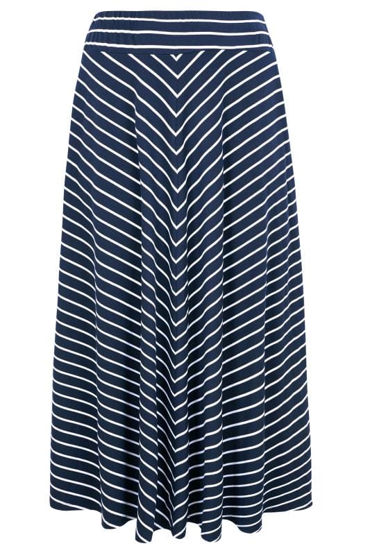 Navy Chevron Maxi Skirt | Yours Clothing