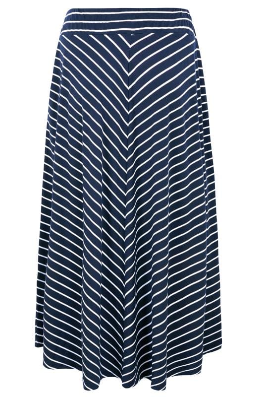 Navy Chevron Maxi Skirt | Yours Clothing
