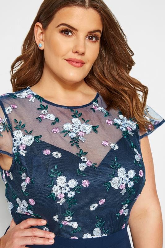 Chi Chi Navy Floral Novah Dress Sizes 16 36 Yours Clothing