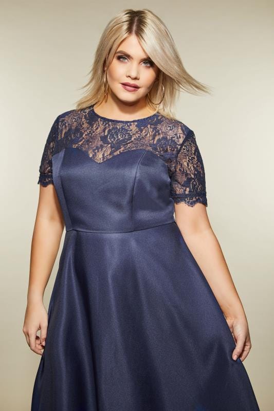 Chi Chi Navy Lace High Low Jasper Dress Plus Size 16 To 26 Yours Clothing 0581