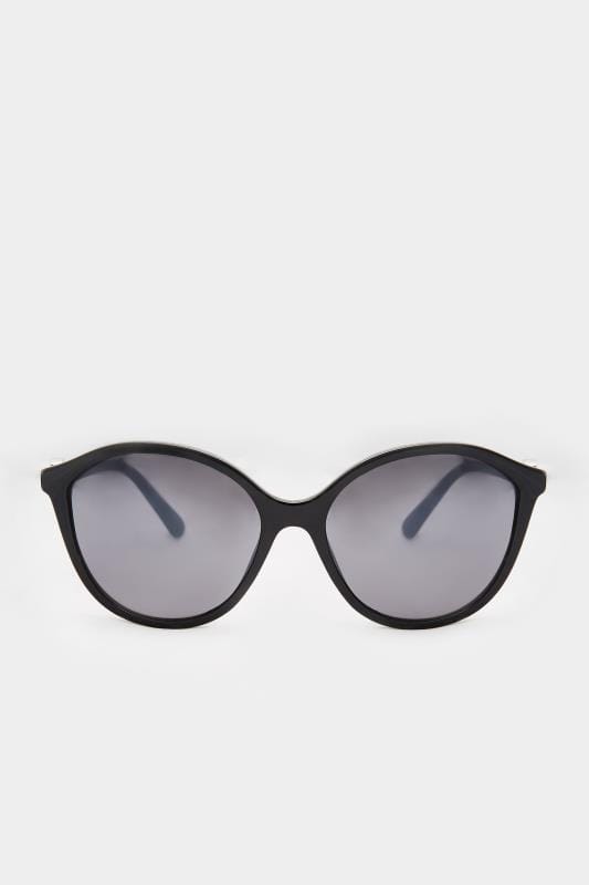 Plus Size Sunglasses Black Rounded Cat-Eye Sunglasses