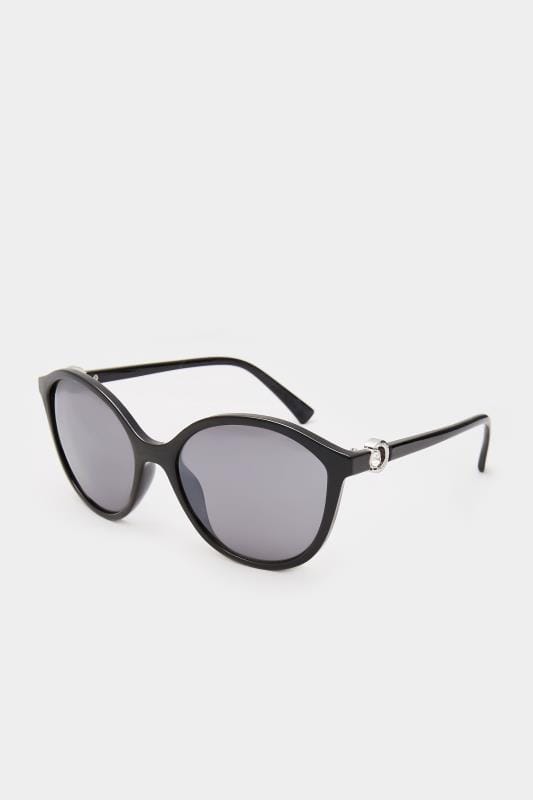 Black Rounded Cat-Eye Sunglasses | Yours Clothing 2