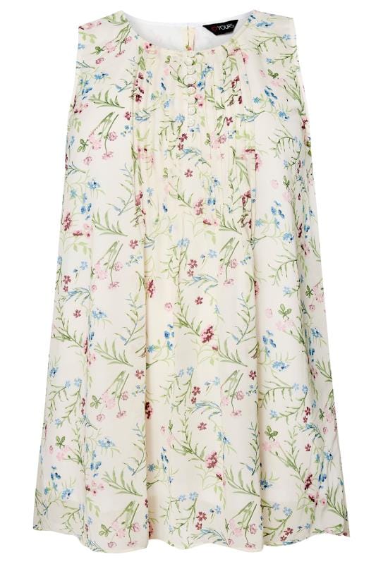 Cream Print Chiffon Vest Top | Sizes 16-36 | Yours Clothing