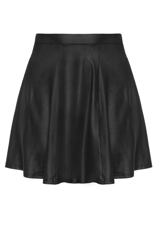Limited Collection Black Leather Look Skater Skirt Yours Clothing 3663