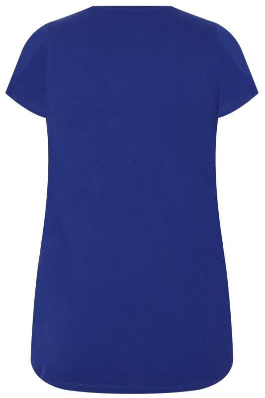 Cobalt Blue Basic V-Neck T-Shirt, plus size 16 to 36 | Yours Clothing