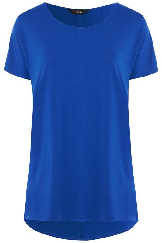 Cobalt Blue Dipped Hem Top | Yours Clothing