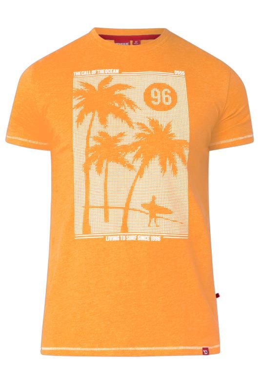 D555 Orange Palm Tree Graphic Print T-Shirt | BadRhino