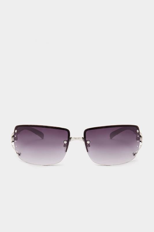 Plus Size Sunglasses Black Tinted Rimless Sunglasses