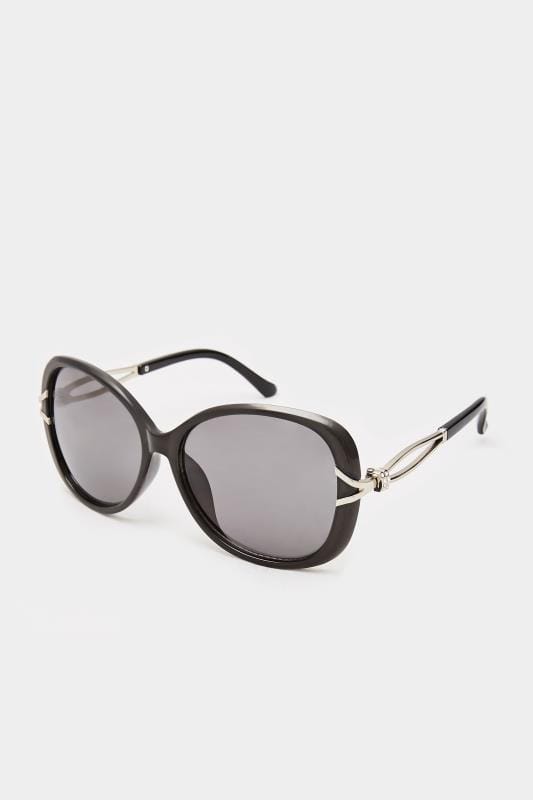 Black Oversized Knot Sunglasses | Yours Clothing 2