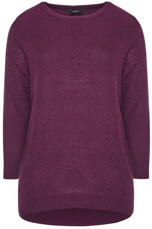 Purple Chunky Knitted Jumper | Yours Clothing