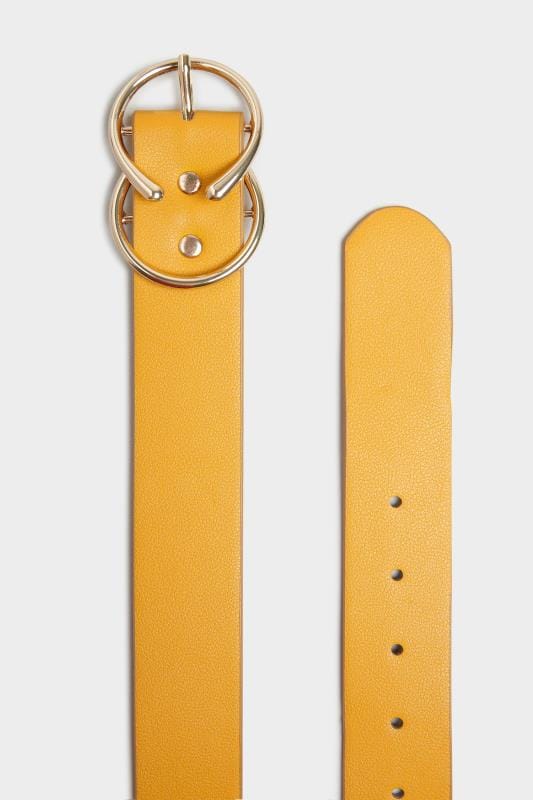 Mustard Yellow Double Horseshoe Buckle Belt | Yours Clothing