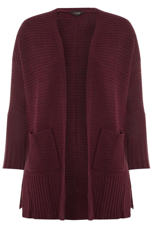 Damson Purple Ribbed Cardigan | Yours Clothing