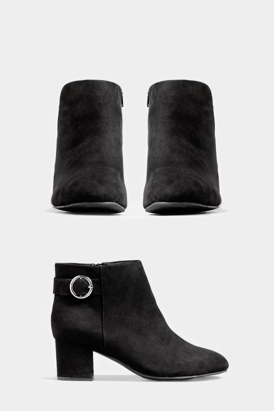 black heeled buckle boots