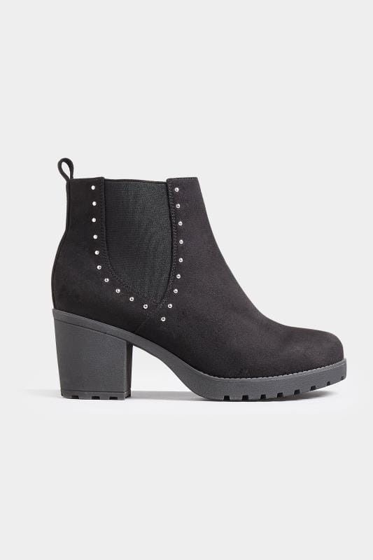 Black Heeled Studded Chelsea Boots In Extra Wide Fit | Yours Clothing