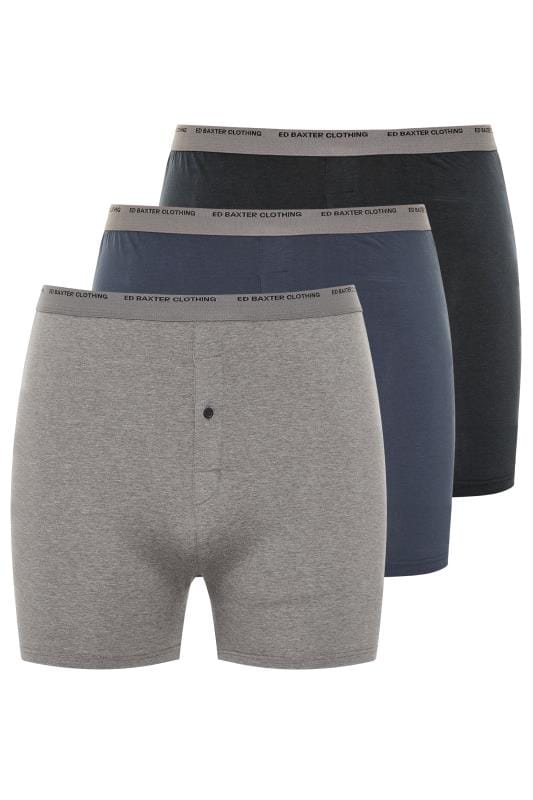 Plus Size Casual / Every Day ED BAXTER Big & Tall 3 PACK Grey Boxer Shorts