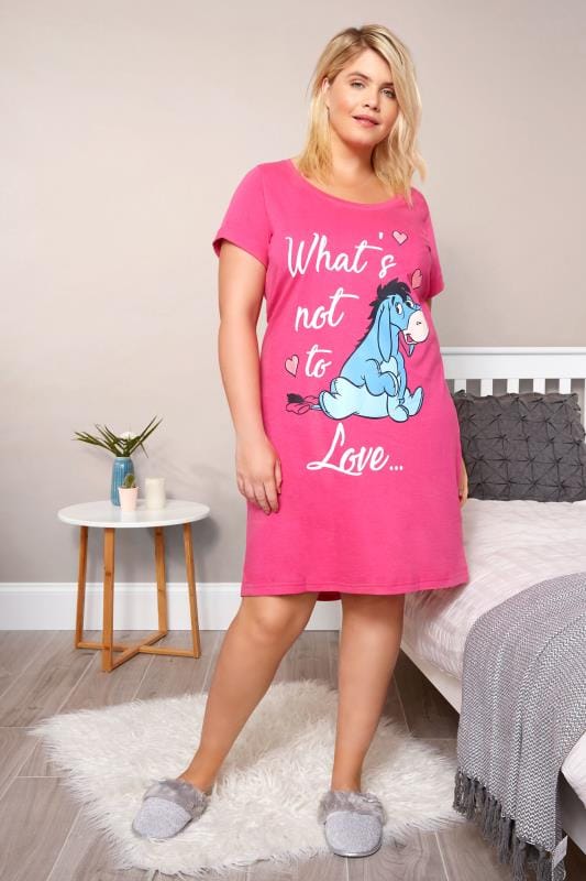 Plus Size Pink Disney Eeyore Print Nightdress Sizes 16 To 36 Yours Clothing 4021