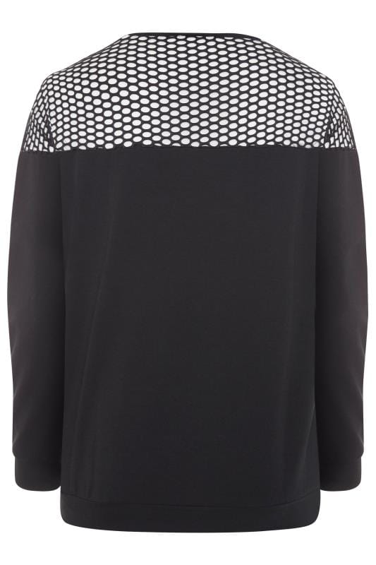 LIMITED COLLECTION Black Fishnet Panel Sweatshirt | Yours Clothing 6