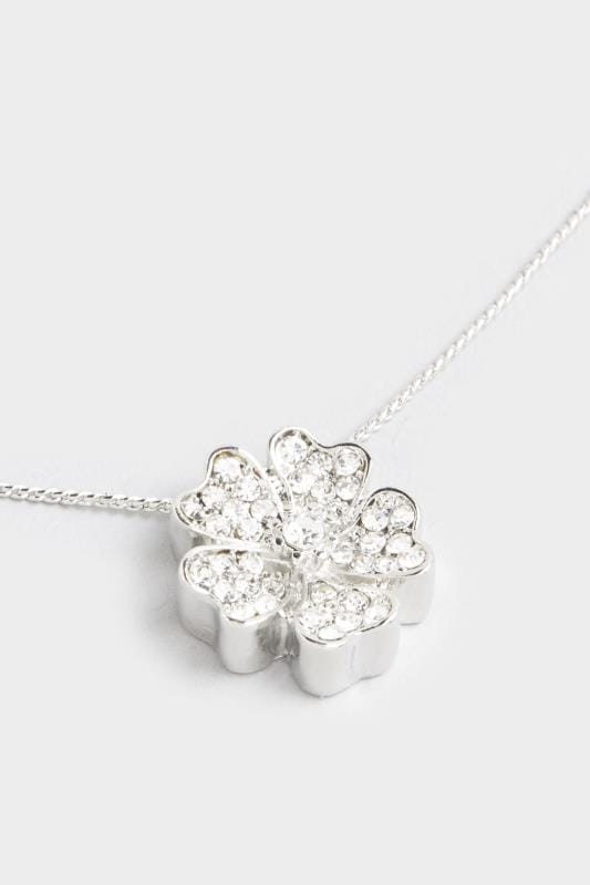 Silver Diamante Flower Necklace | Yours Clothing 3