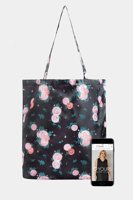 Black Floral Fold Up Shopper Bag 5