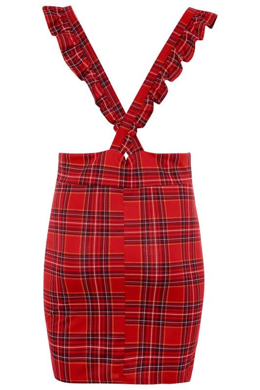 red check pinafore dress
