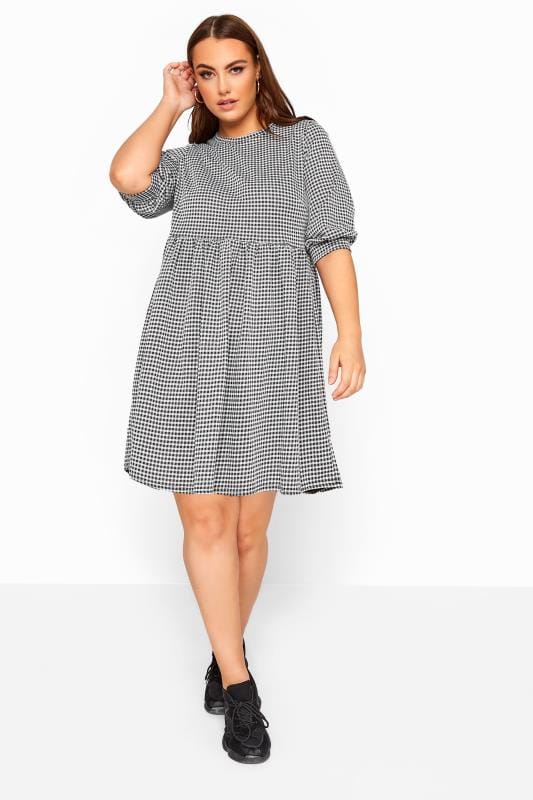 LIMITED COLLECTION Black Gingham Check Smock Dress | Yours Clothing
