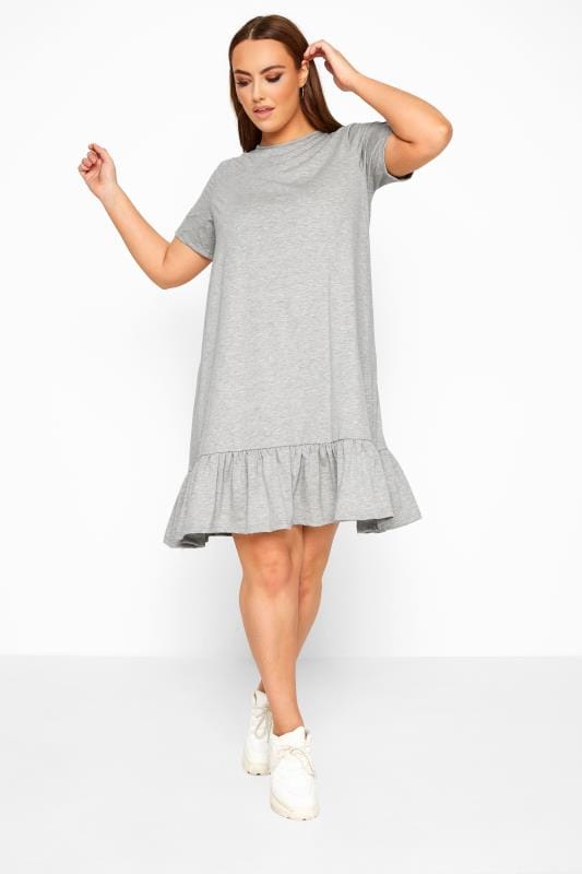 COLLECTION Grey Marl Frill Hem Dress 