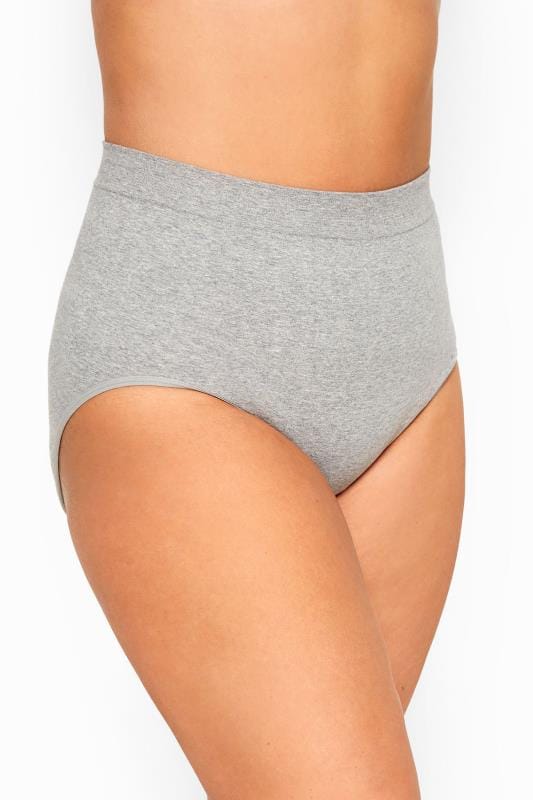 Grey Seamless Light Control High Waisted Full Briefs | Yours Clothing 2