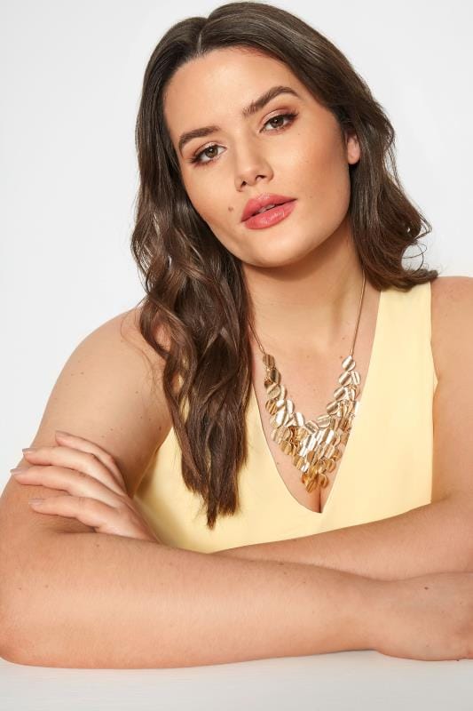 Tall Plus Size Jewellery Yours Gold Bib Necklace