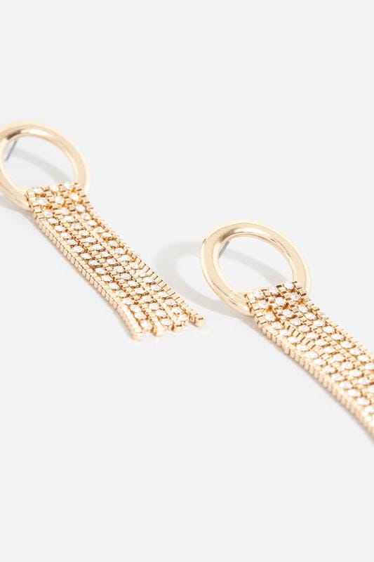 Gold Loop Diamante Tassel Earrings 2