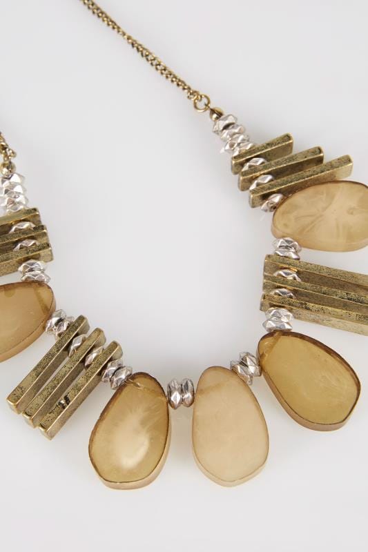 Gold Statement Beaded Acrylic Necklace | Yours Clothing