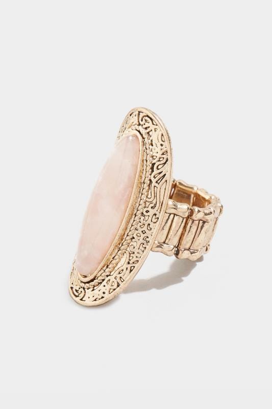 Gold Stone Embossed Ring | One Size | Yours Clothing 3