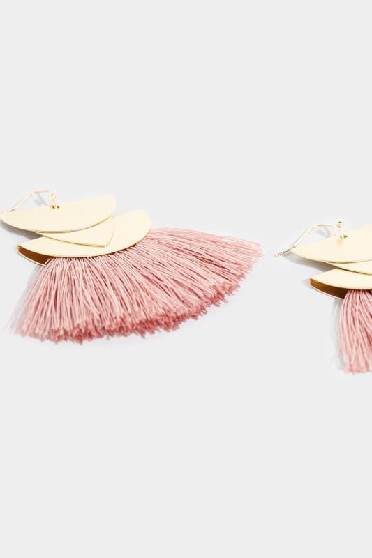 Gold and Pink Tassel Earrings 3