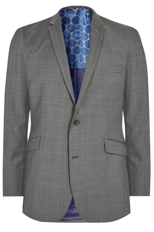 BadRhino Big & Tall Grey Checked Suit Jacket_9cc4.jpg