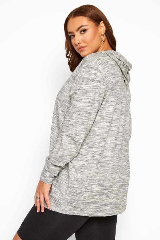 Grey Marl Zip Through Hoodie | Sizes 16-36 | Yours Clothing 3