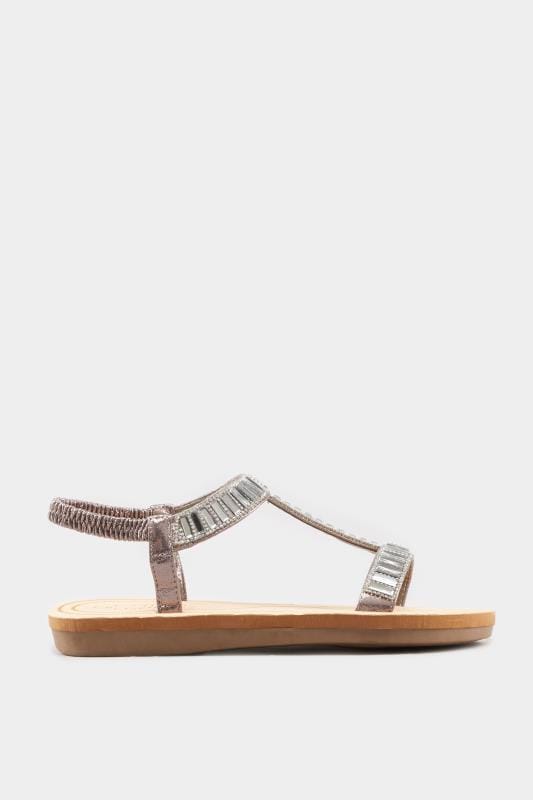 Grey Sparkle H-Band Sandals In Extra Wide Fit | Yours Clothing