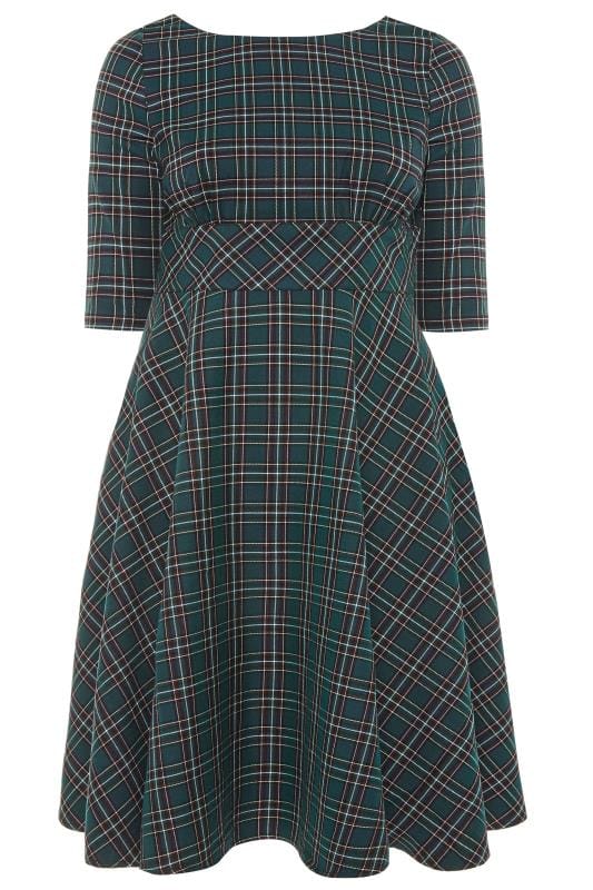 HELL BUNNY Dark Green 'Peebles' Tartan Dress | Yours Clothing