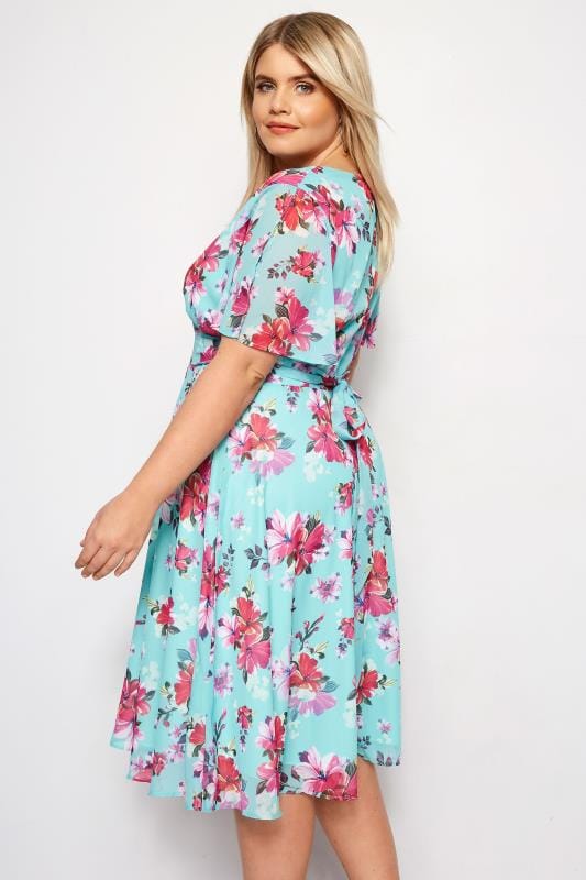Plus Size HELL BUNNY Blue Hibiscus Primavera Dress | Sizes 16 to 32 ...