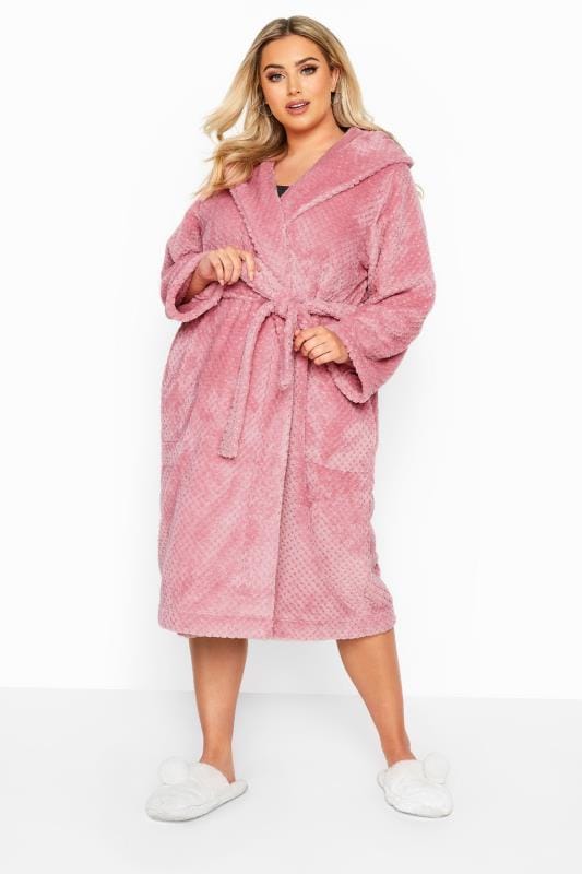 Pink Waffle Dressing Gown | Yours Clothing