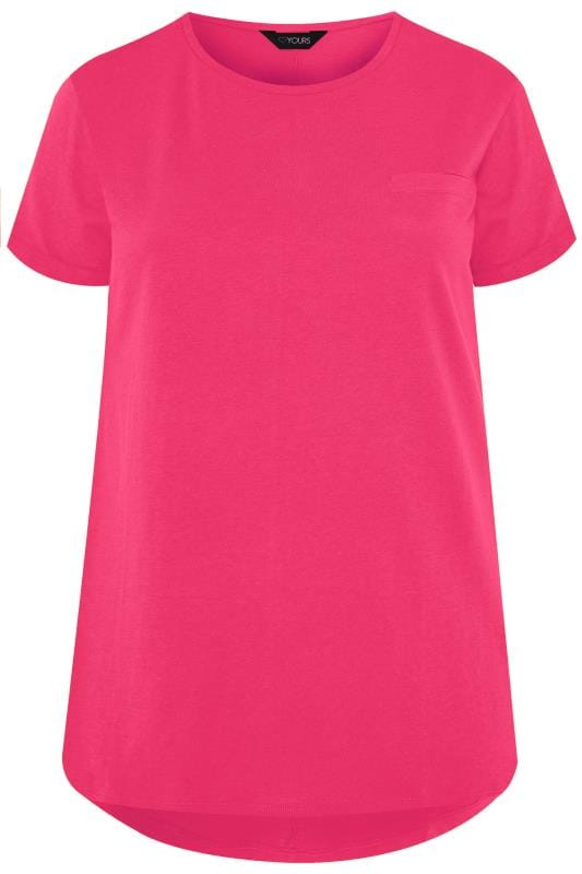 Hot Pink Pocket T-Shirt | Yours Clothing