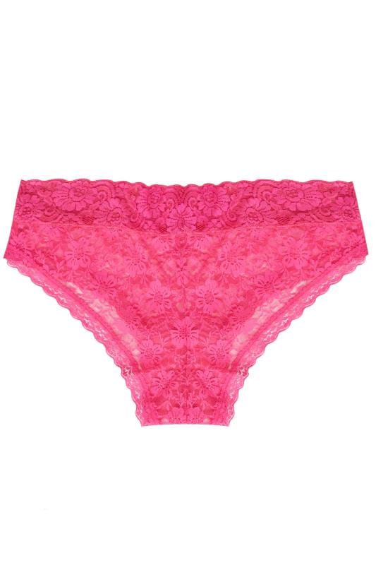 Plus Size Hot Pink Lace Briefs | Sizes 16 to 36 | Yours Clothing