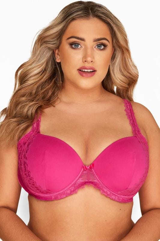 Hot Pink Lace Underwired Moulded Bra 2