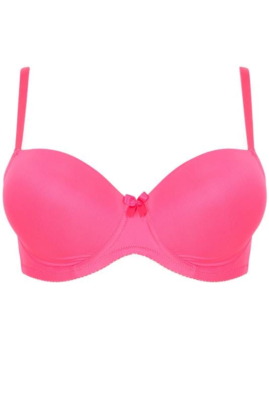 Hot Pink T-Shirt Bra | Sizes 38DD to 48G | Yours Clothing