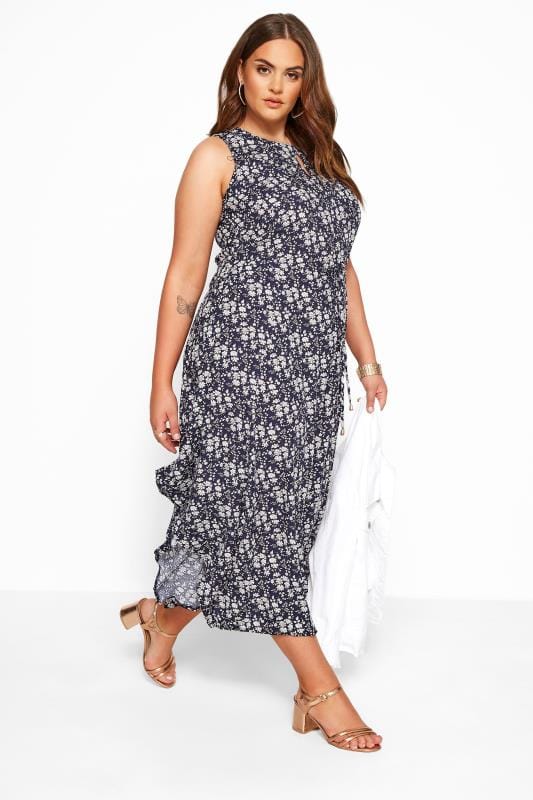 IZABEL CURVE Navy Floral Maxi Dress | Yours Clothing