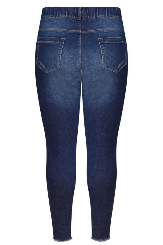 YOURS FOR GOOD Curve Indigo Blue Distressed Cat Scratch JENNY Jeggings 5