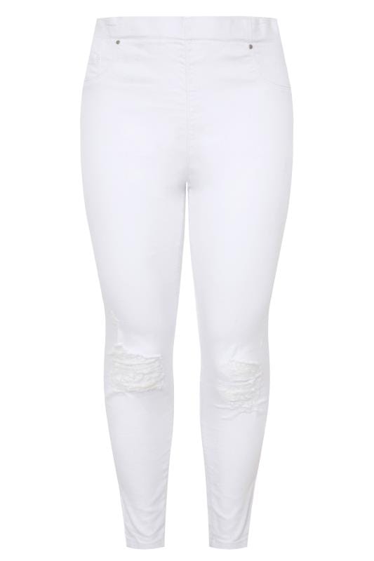 white ripped jeggings
