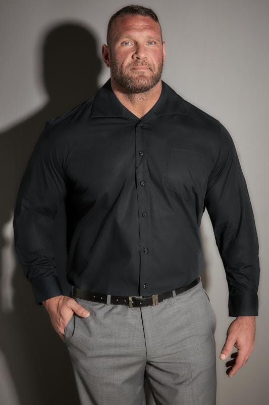 JP 1180 Black Comfort Fit Shirt With Cutaway Collar, Extra Large sizes ...